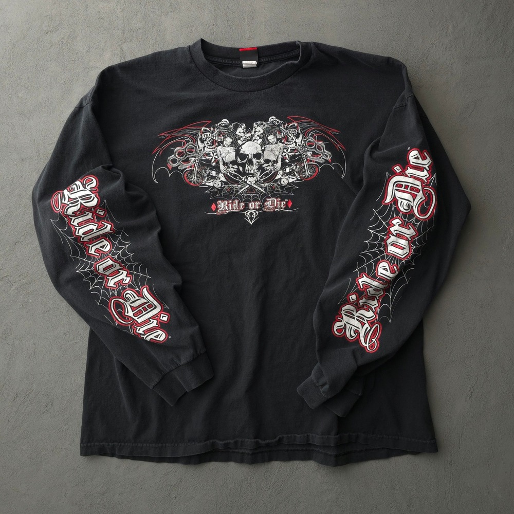 Hot Leathers Biketoberfest Shirt Men 3XL Black Ride or Die Graphic 2010s Mexico